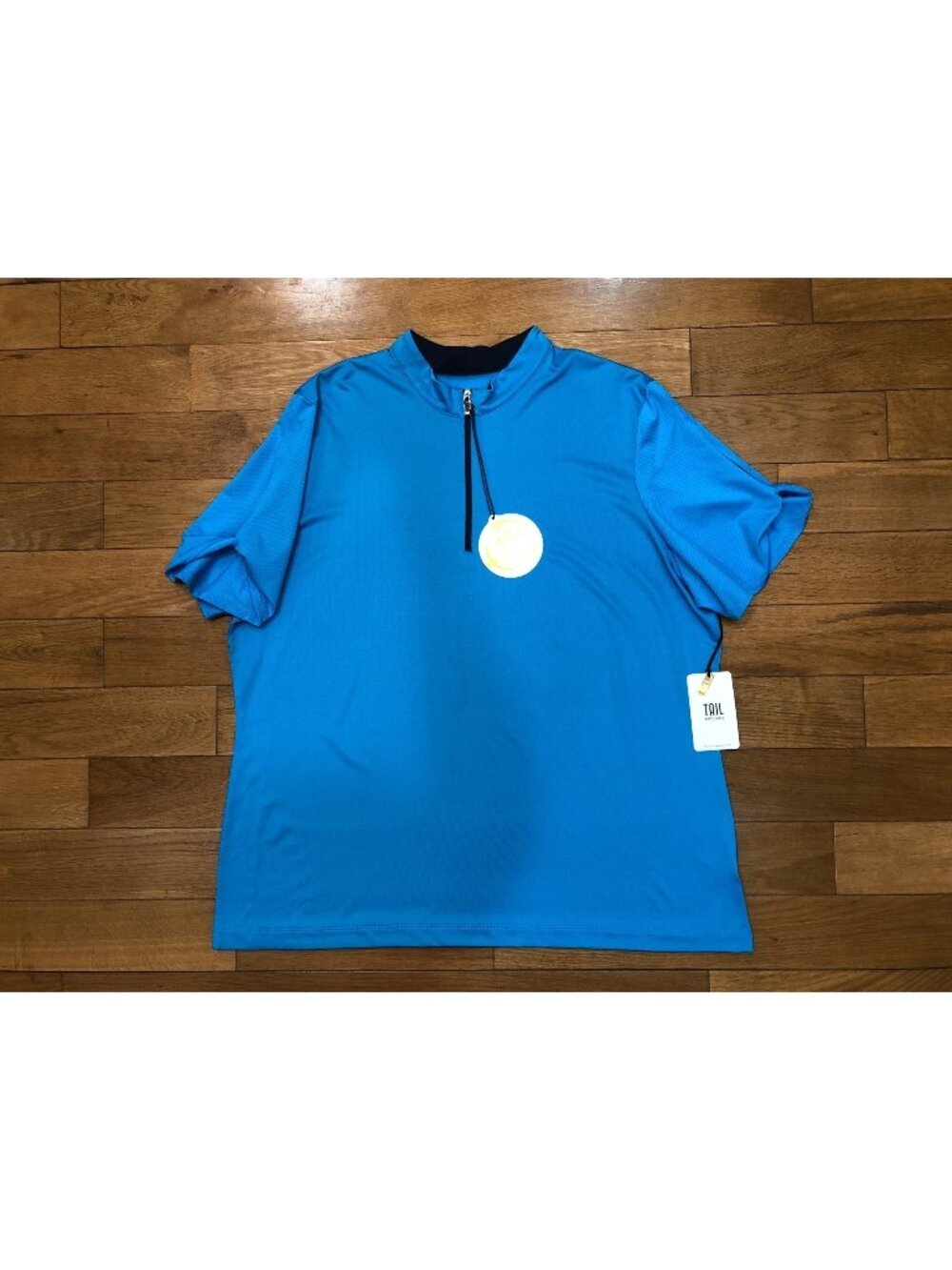 NWT Tail Mock Neck Short Twist Sleeve UPF 50 Blue Stretchy Top Size XXL Sporty